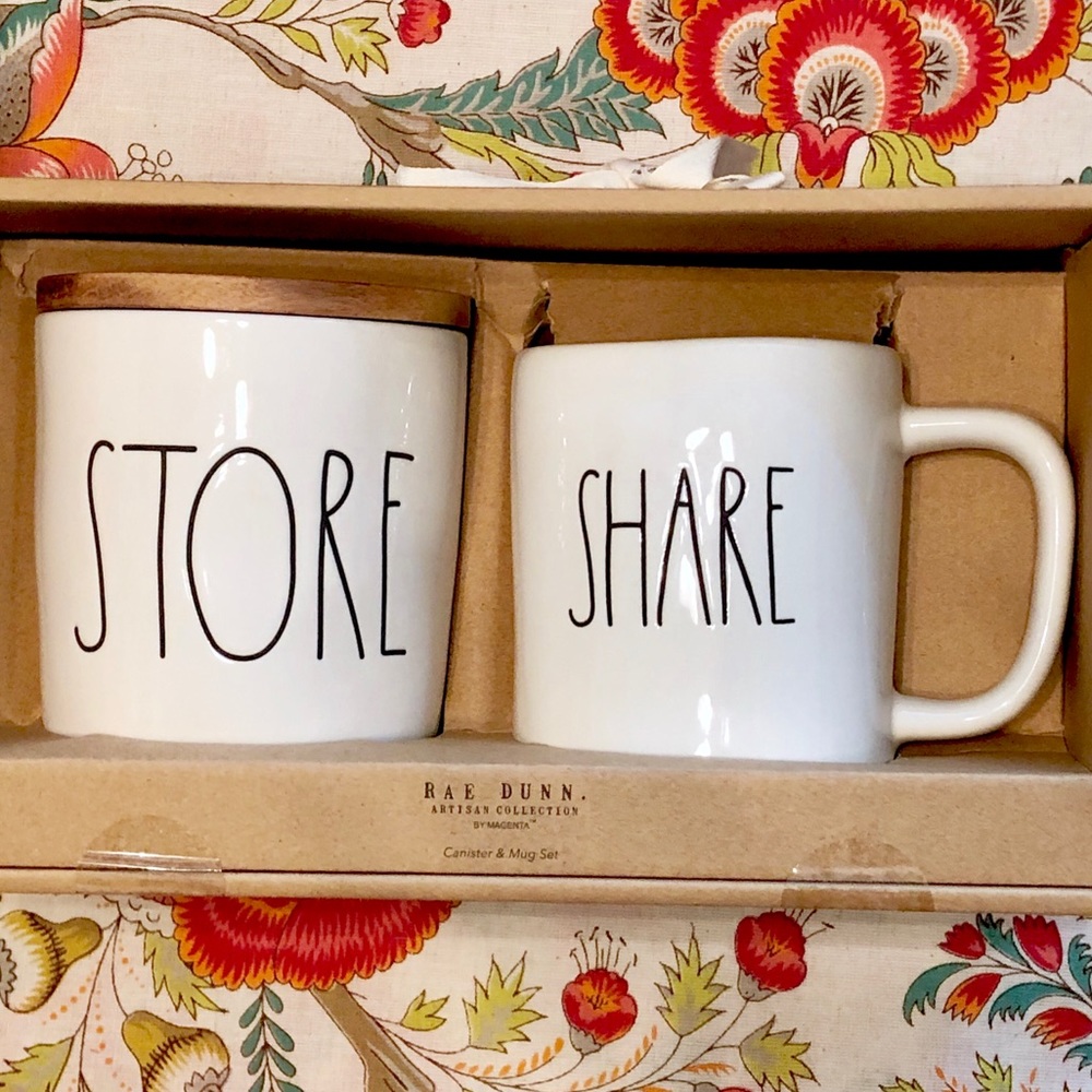 Rae Dunn Store & Share Coffee Canister & Mug Set